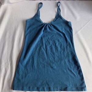 BKE Teal Blue Crochet Lace Trim Camisole‎ Tank Top Large 190780
